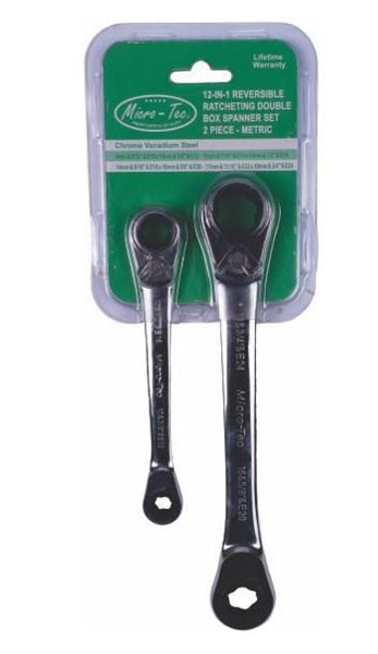 Reversible Ratchet Double Box Spanner Set - 12 in 1