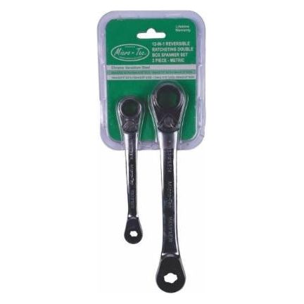 Reversible Ratchet Double Box Spanner Set - 12 in 1